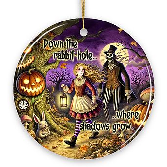 Spooky Parable Alice's Adventure in Wonderland Ceramic Ornament, Halloween Gift and Tree Decor