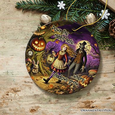 Spooky Parable Alice's Adventure in Wonderland Ceramic Ornament, Halloween Gift and Tree Decor