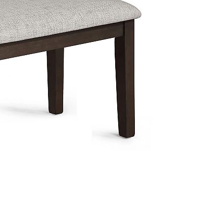 Wogy Dining Bench, Off White Fabric, Brown Wood Legs, 46 Inch