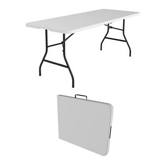 6ft Heavy Duty Folding Table Fold-in-Half Design with Handle for Easy Transport Storage
