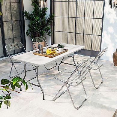 6ft Heavy Duty Folding Table Fold-in-Half Design with Handle for Easy Transport Storage