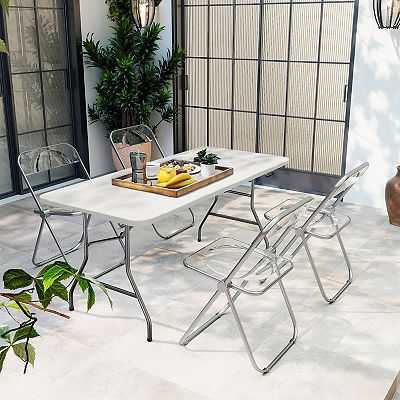 6ft Heavy Duty Folding Table Fold-in-Half Design with Handle for