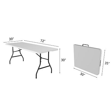 6ft Heavy Duty Folding Table Fold-in-Half Design with Handle for Easy Transport Storage