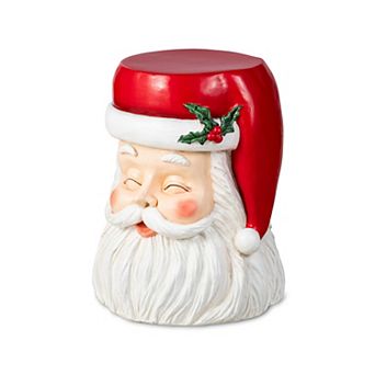 Glitzhome 16"H Christmas MGO Stool, Santa Claus Design Accent Table