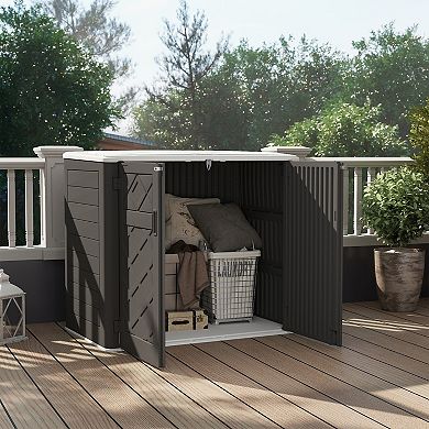 48 Cu.ft Outdoor Storage Shed Weather Resistance Outdoor Storage Box Waterproof for Patios