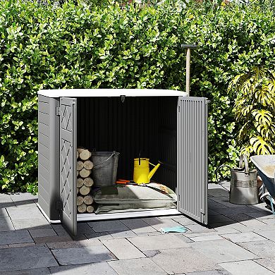 48 Cu.ft Outdoor Storage Shed Weather Resistance Outdoor Storage Box Waterproof for Patios