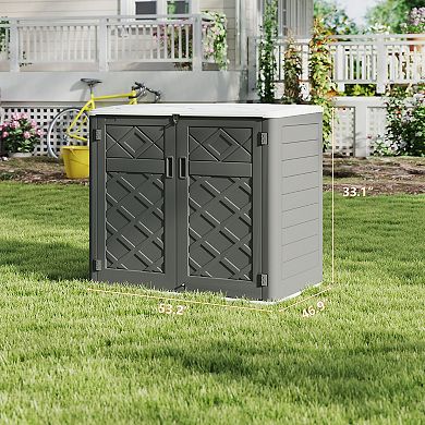 48 Cu.ft Outdoor Storage Shed Weather Resistance Outdoor Storage Box Waterproof for Patios