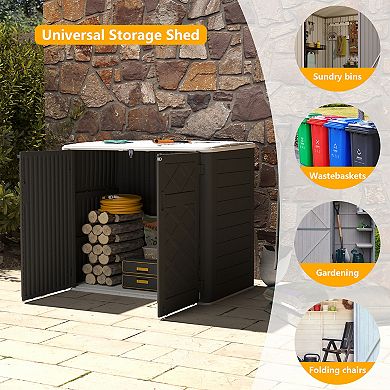 48 Cu.ft Outdoor Storage Shed Weather Resistance Outdoor Storage Box Waterproof for Patios