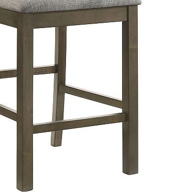 Omal Counter Height Dining Chair Set of 2, Brown Slatted Back, Gray Fabric