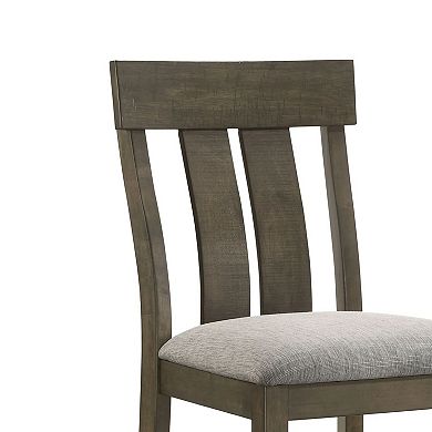 Omal Counter Height Dining Chair Set of 2, Brown Slatted Back, Gray Fabric