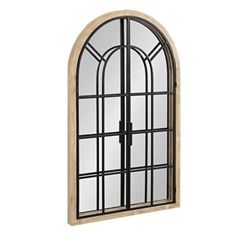 Boldmere Wood/Metal Arch Windowpane Mirror 26 in x 42 in