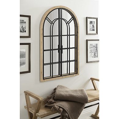 Boldmere Wood/Metal Arch Windowpane Mirror 26 in. x 42 in.