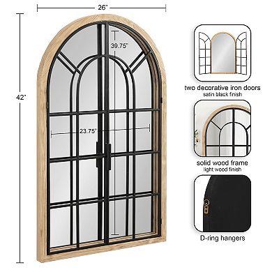 Boldmere Wood/Metal Arch Windowpane Mirror 26 in. x 42 in.