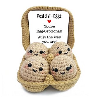 Positivity Eggs Crochet Support Doll, Encouragement Gift for Children and Adults, Care Companion Toy