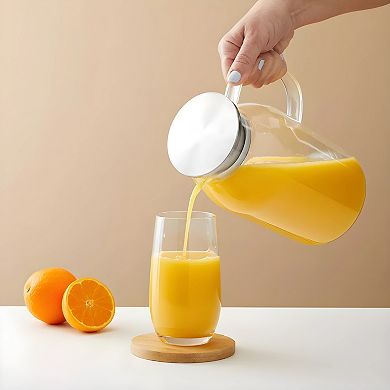 Glass Pitcher With Lid And Spout 2L Clear