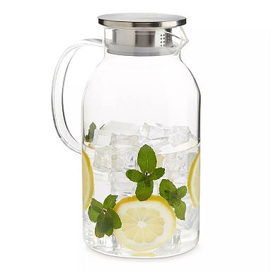 Glass Pitcher With Lid And Spout 2L Clear