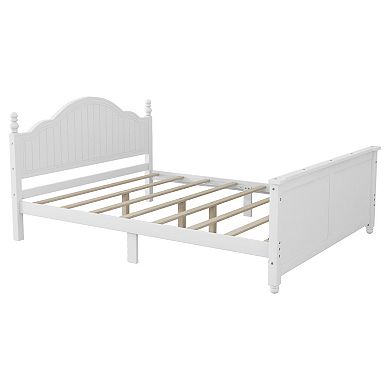 Whisen Wood Full Size Platform Bed with Headboard and Footboard for Kids, Low Profile Design