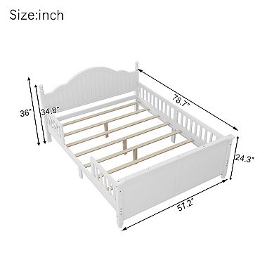 Whisen Wood Full Size Platform Bed with Headboard and Footboard for Kids, Low Profile Design