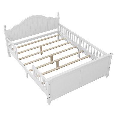 Whisen Wood Full Size Platform Bed with Headboard and Footboard for Kids, Low Profile Design