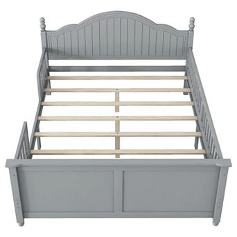 Whisen Wood Full Size Platform Bed with Headboard and Footboard for Kids, Low Profile Design