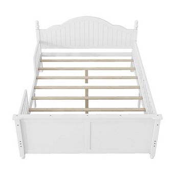 Whisen Wood Full Size Platform Bed with Headboard and Footboard for Kids, Low Profile Design