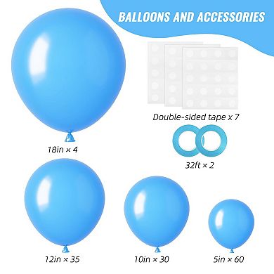 Blue Balloon Set, 18-5 Inch Sizes 129-Piece for Garland Arch, Light Blue for Birthday Party Decor