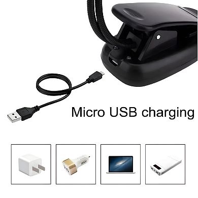 Flexible USB Rechargeable LED Book Light Clip-On Lamp