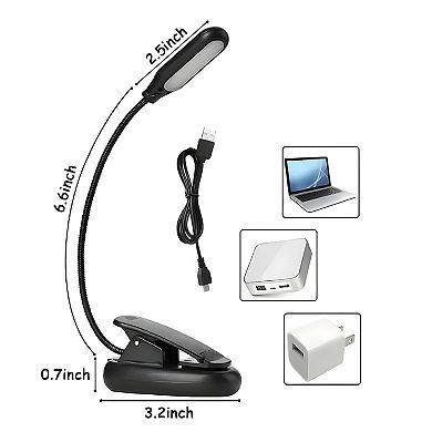 Flexible USB Rechargeable LED Book Light Clip-On Lamp