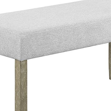 Koji Dining Bench, Gray Fabric Padded Seat, Brown Wood Frame, 42 Inch