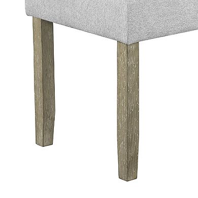 Koji Dining Bench, Gray Fabric Padded Seat, Brown Wood Frame, 42 Inch