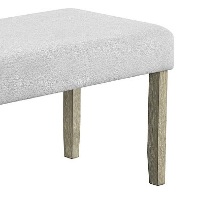 Koji Dining Bench, Gray Fabric Padded Seat, Brown Wood Frame, 42 Inch