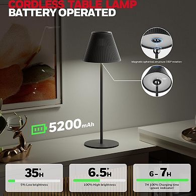 Cordless Rechargeable Table Lamp Set of 2 Portable 5200mAh 4 Color 9 RGB Dimmable Night Light