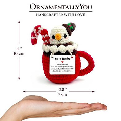 Positivity Hot Cocoa Marshmallow Crochet Support Doll, Christmas Encouragement Gift for Children and