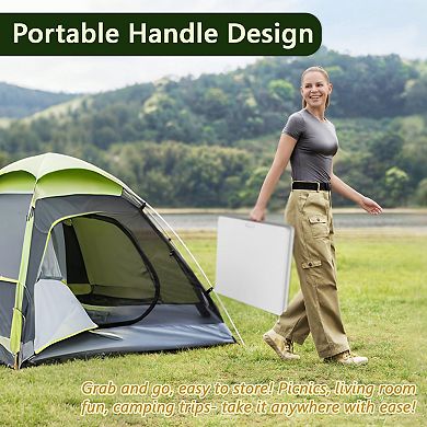 4ft Heavy Duty Fold-in-Half Table with Adjustable Height Portable Plastic Top Steel Legs