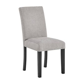 Figu Set of 4 Dining Chair, Brown-Gray Fabric Seating, Black Wood Legs