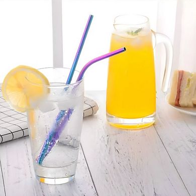 Stainless Steel Ultra Long Metal Cocktail Straw 8pcs 10.5" & 2 Cleaner Brush