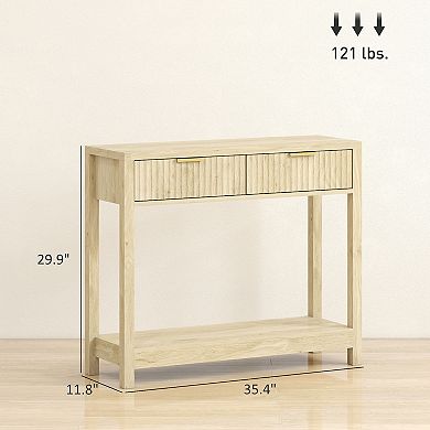 HOMCOM 35inch Modern Console Table with Drawers, Narrow Entryway Table