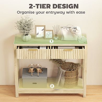 HOMCOM 35inch Modern Console Table with Drawers, Narrow Entryway Table