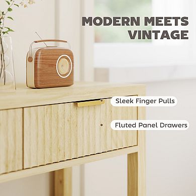 HOMCOM 35inch Modern Console Table with Drawers, Narrow Entryway Table