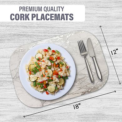 Dainty Home Marble Cork 12" x 18" Oval Heat Resistant & Easy Care Placemats Set of 6
