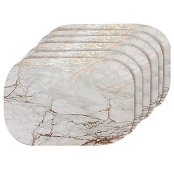 Dainty Home Marble Cork 12" x 18" Oval Heat Resistant & Easy Care Placemats Set of 6
