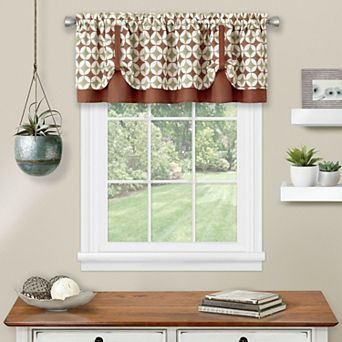 Kate Aurora Modern Geometric Button Tuck Layered Rod Pocket Window Valance