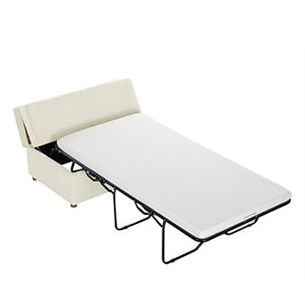 Whisen Twin Size Folding Ottoman Sleeper Bed with Mattress, Convertible Guest Bed