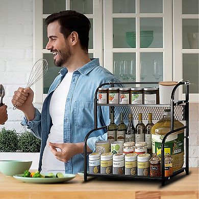 Cheer Collection 2-Tier Kitchen & Bathroom Countertop Organizer Spice Rack & Storage Shelf