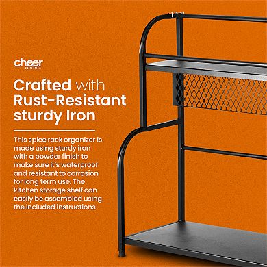 Cheer Collection 2-Tier Kitchen & Bathroom Countertop Organizer Spice Rack & Storage Shelf
