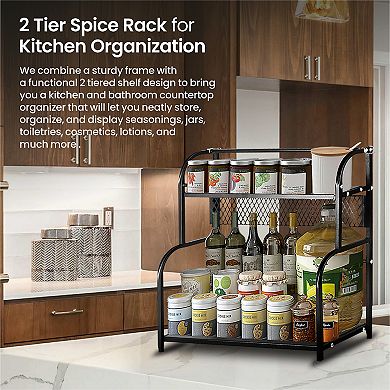 Cheer Collection 2-Tier Kitchen & Bathroom Countertop Organizer Spice Rack & Storage Shelf