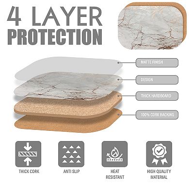 Dainty Home Marble Cork 12" x 18" Oval Heat Resistant & Easy Care Placemats Set of 2