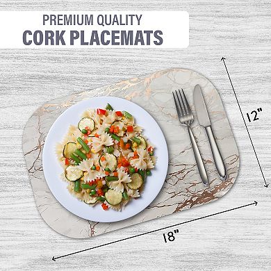 Dainty Home Marble Cork 12" x 18" Oval Heat Resistant & Easy Care Placemats Set of 2
