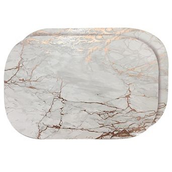 Dainty Home Marble Cork 12" x 18" Oval Heat Resistant & Easy Care Placemats Set of 2