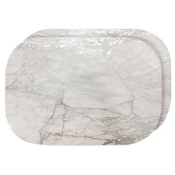 Dainty Home Marble Cork 12" x 18" Oval Heat Resistant & Easy Care Placemats Set of 2
